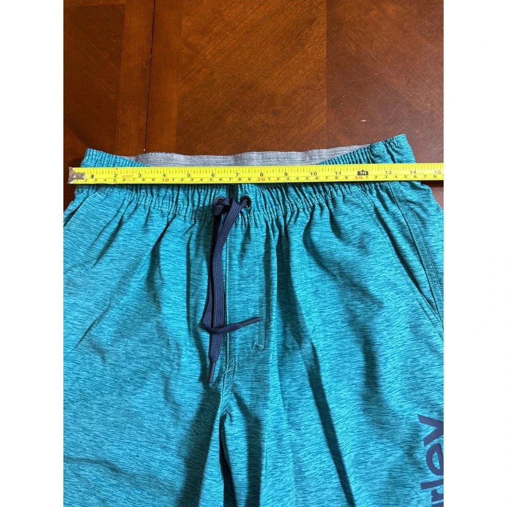 Hurley Youth Boys Swim Trunks Shorts Turquoise‎ Blue M Elastic Waist Drawstring